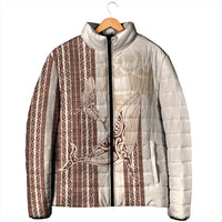 Swimming With Humpback Whales Season Tonga Padded Jacket Tongan Tofuaa Ngatu Pattern Brown