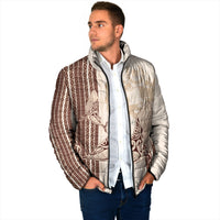 Swimming With Humpback Whales Season Tonga Padded Jacket Tongan Tofuaa Ngatu Pattern Brown