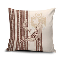 Swimming With Humpback Whales Season Tonga Pillow Cover Tongan Tofuaa Ngatu Pattern Brown