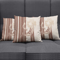 Swimming With Humpback Whales Season Tonga Pillow Cover Tongan Tofuaa Ngatu Pattern Brown