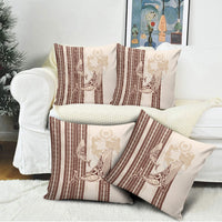 Swimming With Humpback Whales Season Tonga Pillow Cover Tongan Tofuaa Ngatu Pattern Brown