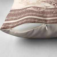 Swimming With Humpback Whales Season Tonga Pillow Cover Tongan Tofuaa Ngatu Pattern Brown