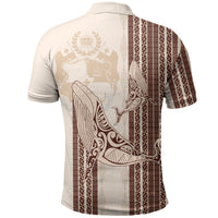 Swimming With Humpback Whales Season Tonga Polo Shirt Tongan Tofuaa Ngatu Pattern Brown