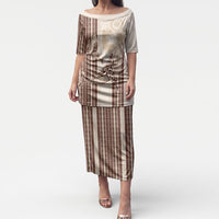 Swimming With Humpback Whales Season Tonga Puletasi Tongan Tofuaa Ngatu Pattern Brown