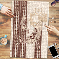 Swimming With Humpback Whales Season Tonga Puzzle Tongan Tofuaa Ngatu Pattern Brown