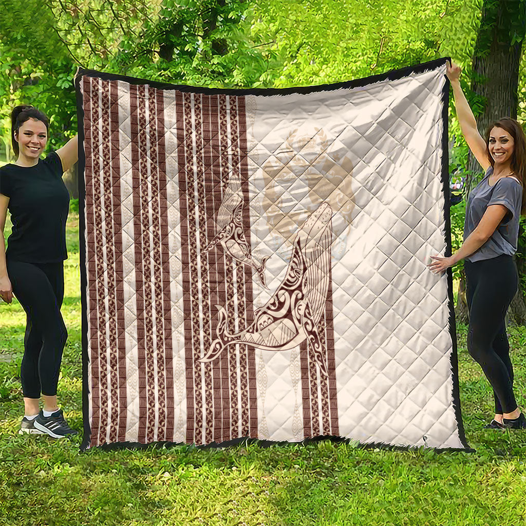 Swimming With Humpback Whales Season Tonga Quilt Tongan Tofuaa Ngatu Pattern Brown