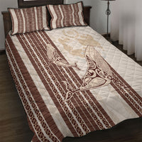 Swimming With Humpback Whales Season Tonga Quilt Bed Set Tongan Tofuaa Ngatu Pattern Brown