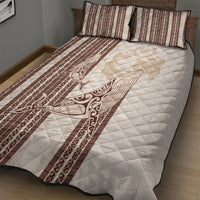 Swimming With Humpback Whales Season Tonga Quilt Bed Set Tongan Tofuaa Ngatu Pattern Brown