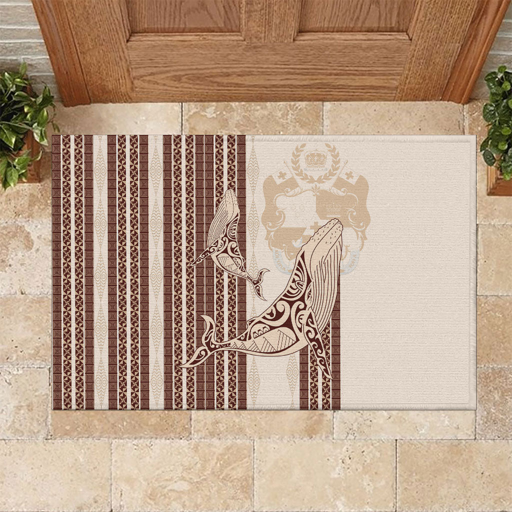 Swimming With Humpback Whales Season Tonga Rubber Doormat Tongan Tofuaa Ngatu Pattern Brown
