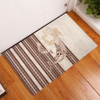 Swimming With Humpback Whales Season Tonga Rubber Doormat Tongan Tofuaa Ngatu Pattern Brown