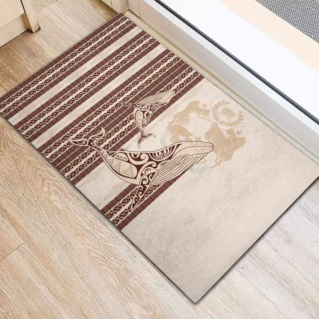 Swimming With Humpback Whales Season Tonga Rubber Doormat Tongan Tofuaa Ngatu Pattern Brown