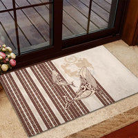 Swimming With Humpback Whales Season Tonga Rubber Doormat Tongan Tofuaa Ngatu Pattern Brown