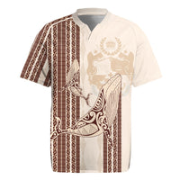 Swimming With Humpback Whales Season Tonga Rugby Jersey Tongan Tofuaa Ngatu Pattern Brown