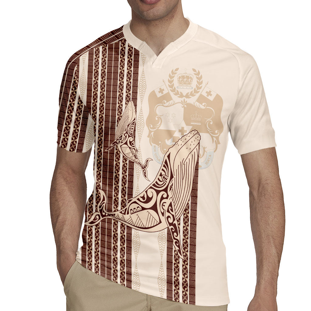 Swimming With Humpback Whales Season Tonga Rugby Jersey Tongan Tofuaa Ngatu Pattern Brown