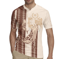 Swimming With Humpback Whales Season Tonga Rugby Jersey Tongan Tofuaa Ngatu Pattern Brown