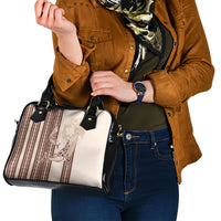 Swimming With Humpback Whales Season Tonga Shoulder Handbag Tongan Tofuaa Ngatu Pattern Brown