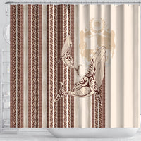 Swimming With Humpback Whales Season Tonga Shower Curtain Tongan Tofuaa Ngatu Pattern Brown