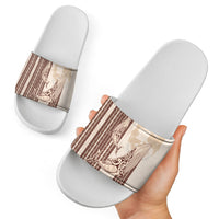 Swimming With Humpback Whales Season Tonga Slide Sandals Tongan Tofuaa Ngatu Pattern Brown
