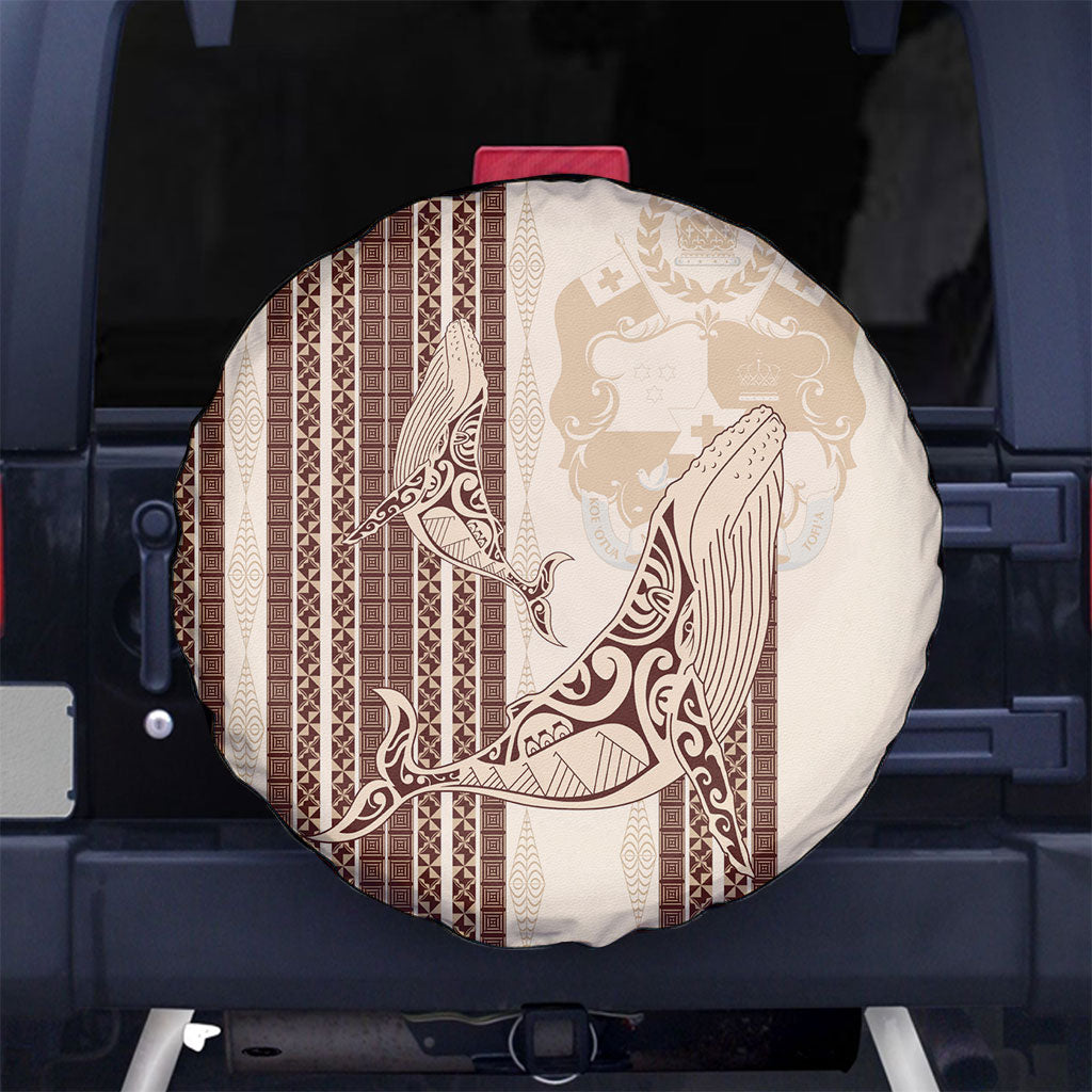 Swimming With Humpback Whales Season Tonga Spare Tire Cover Tongan Tofuaa Ngatu Pattern Brown