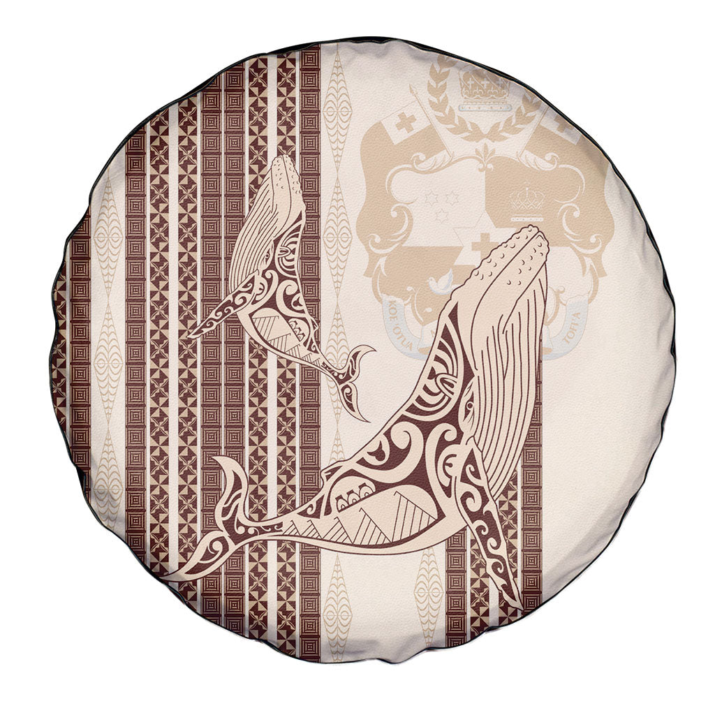 Swimming With Humpback Whales Season Tonga Spare Tire Cover Tongan Tofuaa Ngatu Pattern Brown
