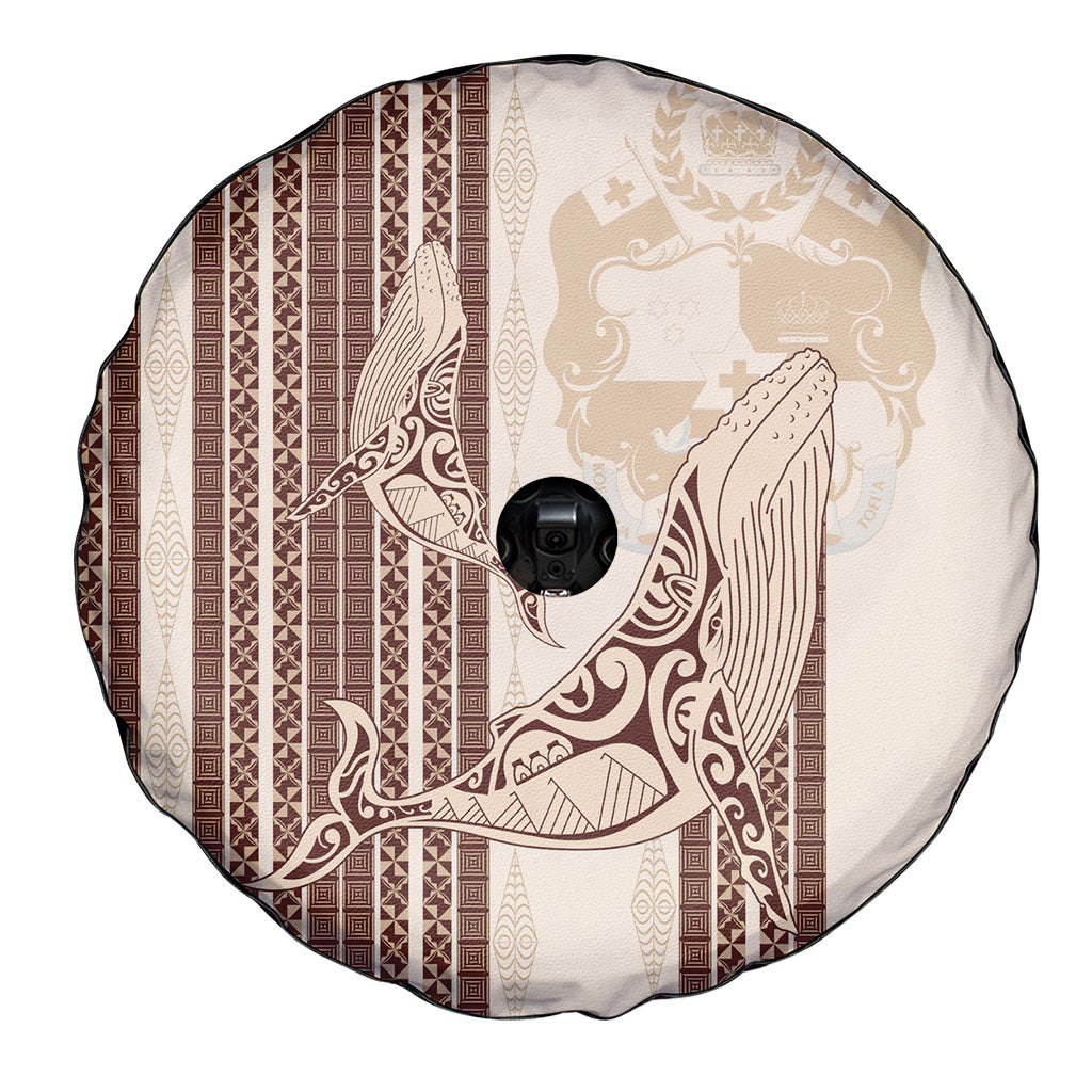 Swimming With Humpback Whales Season Tonga Spare Tire Cover Tongan Tofuaa Ngatu Pattern Brown