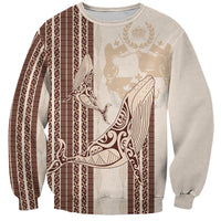 Swimming With Humpback Whales Season Tonga Sweatshirt Tongan Tofuaa Ngatu Pattern Brown