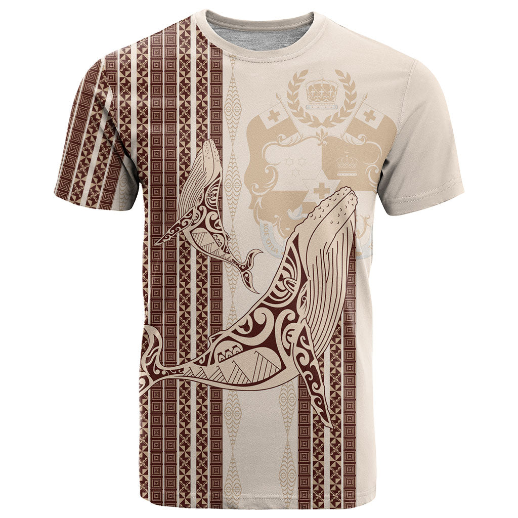 Swimming With Humpback Whales Season Tonga T Shirt Tongan Tofuaa Ngatu Pattern Brown