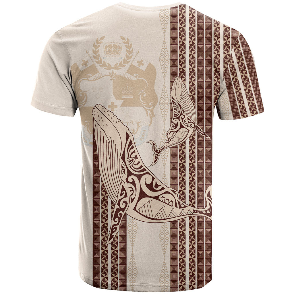 Swimming With Humpback Whales Season Tonga T Shirt Tongan Tofuaa Ngatu Pattern Brown