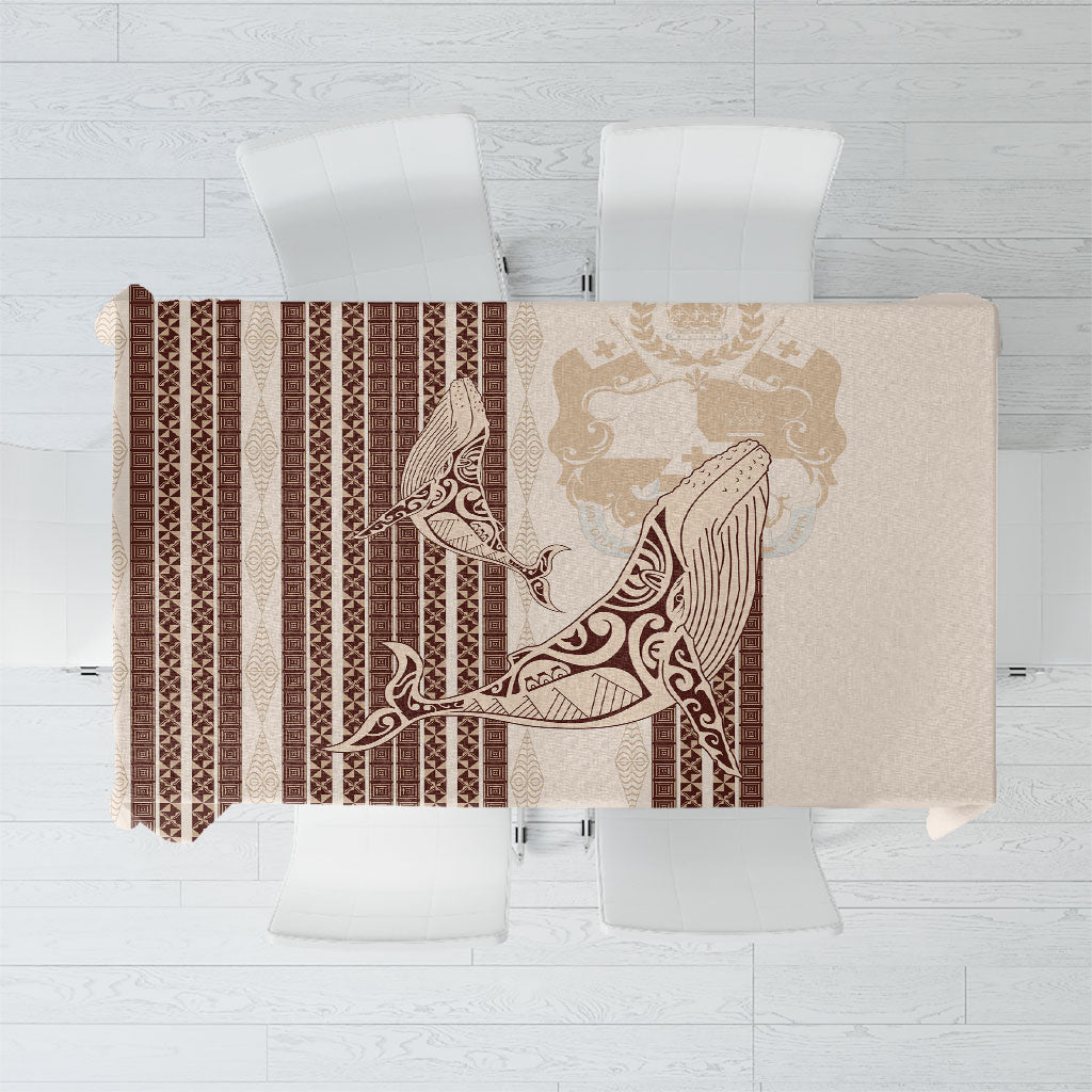 Swimming With Humpback Whales Season Tonga Tablecloth Tongan Tofuaa Ngatu Pattern Brown