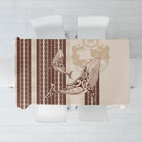 Swimming With Humpback Whales Season Tonga Tablecloth Tongan Tofuaa Ngatu Pattern Brown