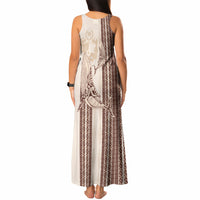 Swimming With Humpback Whales Season Tonga Tank Maxi Dress Tongan Tofuaa Ngatu Pattern Brown