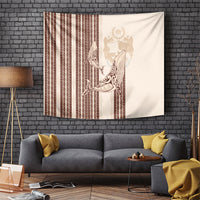 Swimming With Humpback Whales Season Tonga Tapestry Tongan Tofuaa Ngatu Pattern Brown