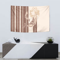 Swimming With Humpback Whales Season Tonga Tapestry Tongan Tofuaa Ngatu Pattern Brown