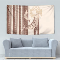 Swimming With Humpback Whales Season Tonga Tapestry Tongan Tofuaa Ngatu Pattern Brown