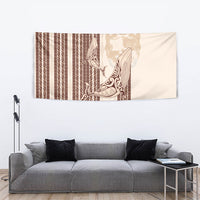 Swimming With Humpback Whales Season Tonga Tapestry Tongan Tofuaa Ngatu Pattern Brown