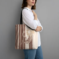 Swimming With Humpback Whales Season Tonga Tote Bag Tongan Tofuaa Ngatu Pattern Brown