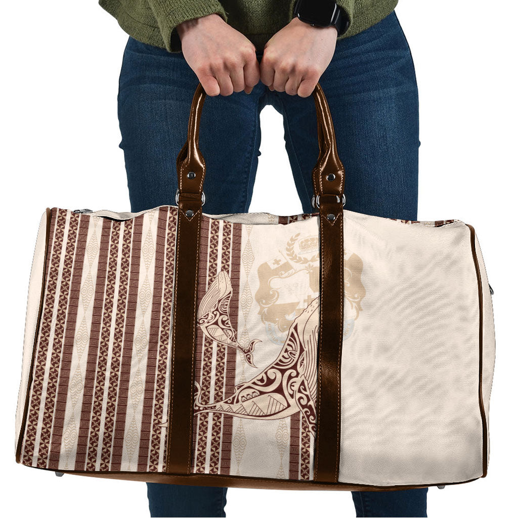 Swimming With Humpback Whales Season Tonga Travel Bag Tongan Tofuaa Ngatu Pattern Brown