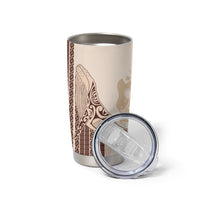 Swimming With Humpback Whales Season Tonga Tumbler Cup Tongan Tofuaa Ngatu Pattern Brown