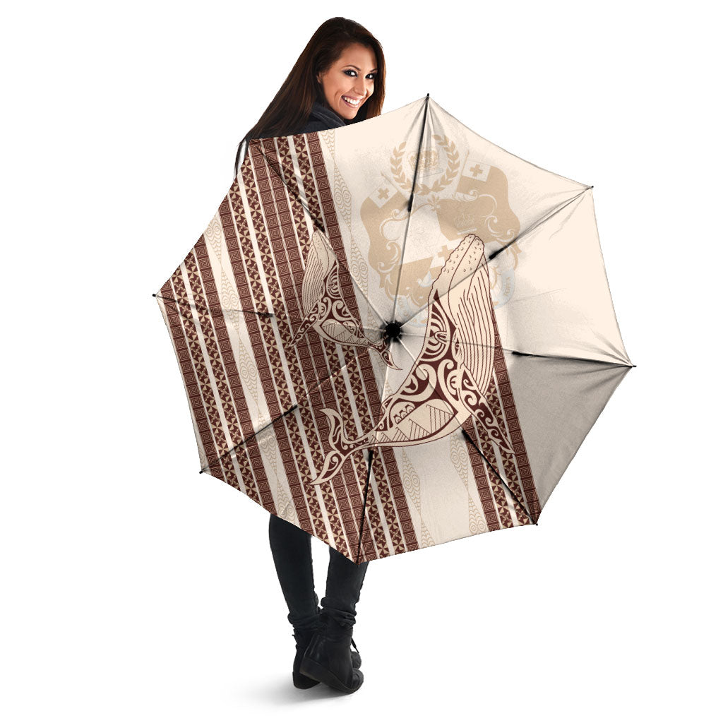 Swimming With Humpback Whales Season Tonga Umbrella Tongan Tofuaa Ngatu Pattern Brown
