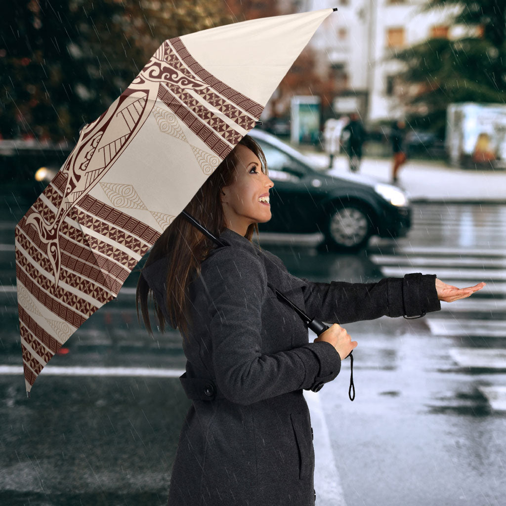 Swimming With Humpback Whales Season Tonga Umbrella Tongan Tofuaa Ngatu Pattern Brown