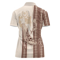 Swimming With Humpback Whales Season Tonga Women Polo Shirt Tongan Tofuaa Ngatu Pattern Brown