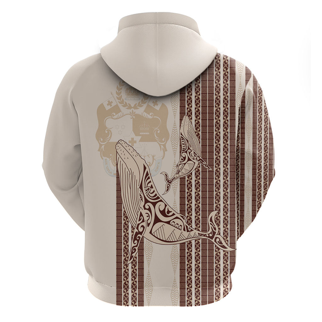 Swimming With Humpback Whales Season Tonga Zip Hoodie Tongan Tofuaa Ngatu Pattern Brown