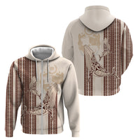 Swimming With Humpback Whales Season Tonga Zip Hoodie Tongan Tofuaa Ngatu Pattern Brown