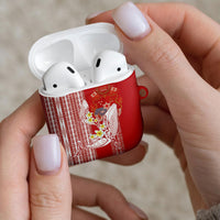 Swimming With Humpback Whales Season Tonga AirPods Case Tongan Tofuaa Ngatu Pattern Red