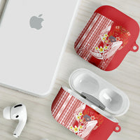 Swimming With Humpback Whales Season Tonga AirPods Case Tongan Tofuaa Ngatu Pattern Red