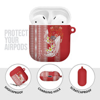 Swimming With Humpback Whales Season Tonga AirPods Case Tongan Tofuaa Ngatu Pattern Red