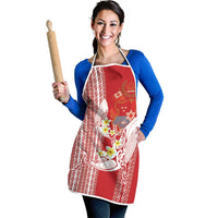 Swimming With Humpback Whales Season Tonga Apron Tongan Tofuaa Ngatu Pattern Red