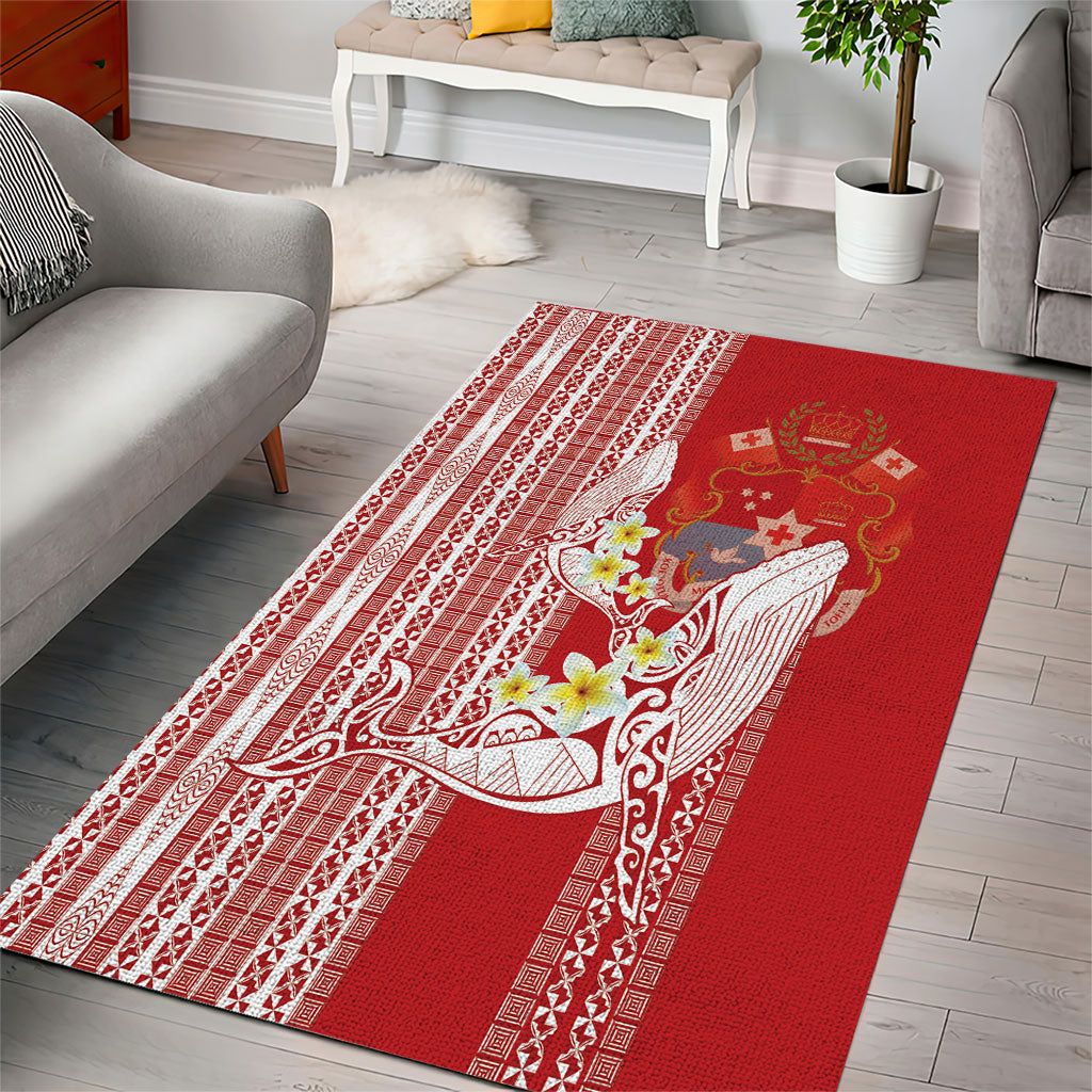 Swimming With Humpback Whales Season Tonga Area Rug Tongan Tofuaa Ngatu Pattern Red