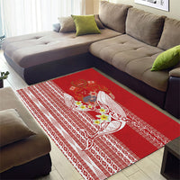 Swimming With Humpback Whales Season Tonga Area Rug Tongan Tofuaa Ngatu Pattern Red