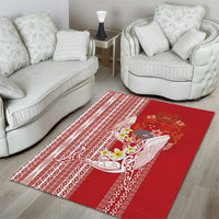 Swimming With Humpback Whales Season Tonga Area Rug Tongan Tofuaa Ngatu Pattern Red